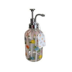 Prima Design Hand Painted Glass Soap Dispenser Floral Pink NWT Cottagecore